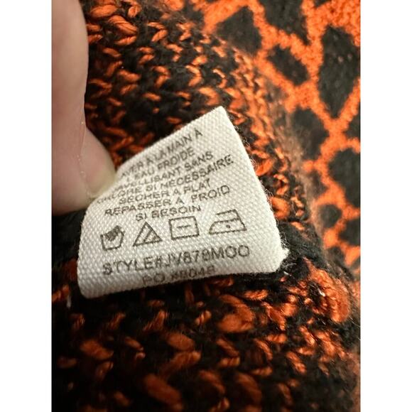 Element S Animal Print Open Front Cardigan Waterfall Flare Collar Black & Orange - Picture 6 of 13